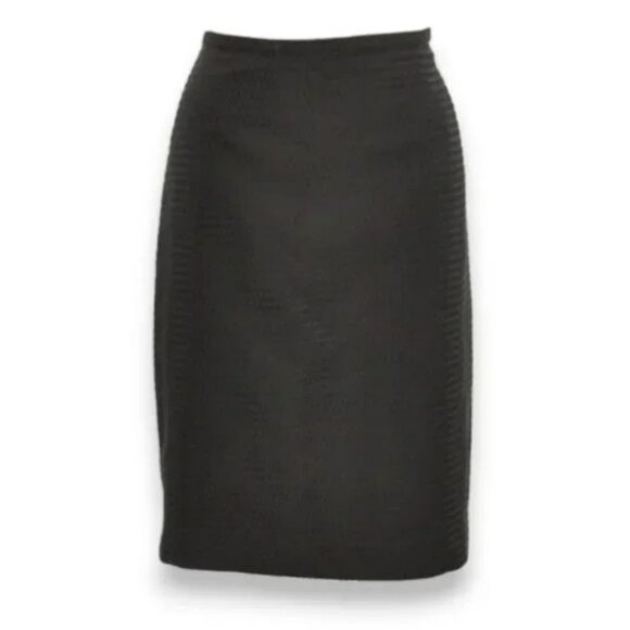 Etcetera Luxurious Black Embossed Dobby Dot Jacquard Pencil Dress Skirt L 12
